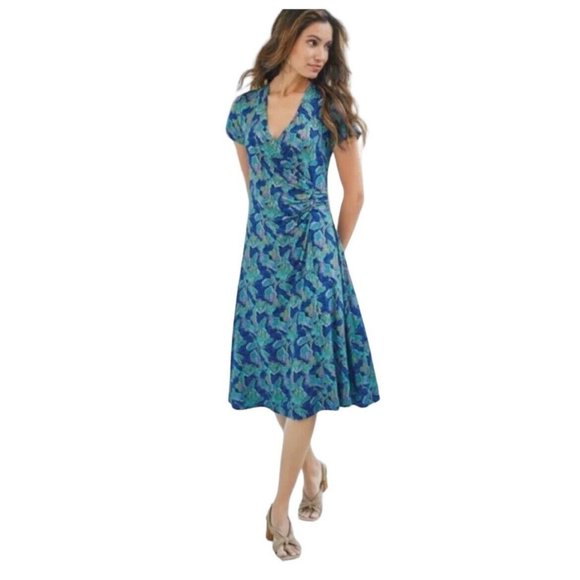 Soft Surroundings Dresses & Skirts - Soft Surroundings Womens Size XL Size 18 Fsux Wrap Dress Floral Short Sleeve